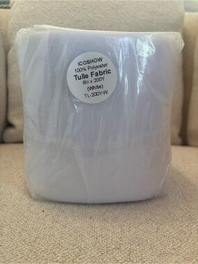White Tulle Fabric Roll - 6 inches x 200 yards